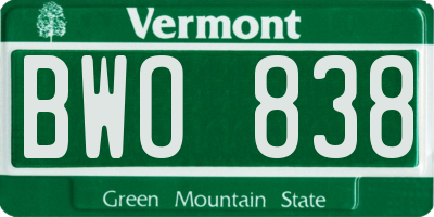 VT license plate BWO838