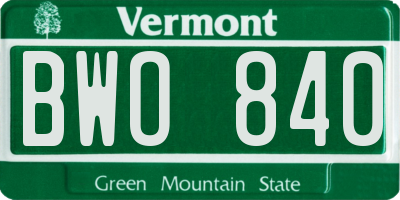 VT license plate BWO840
