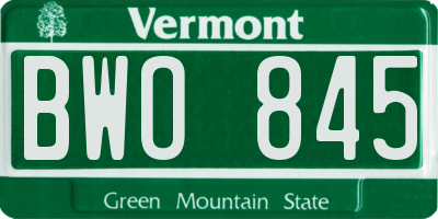VT license plate BWO845