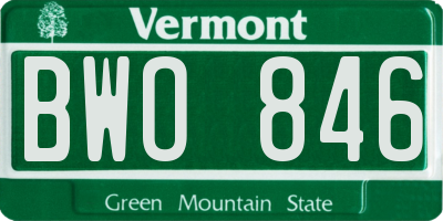VT license plate BWO846