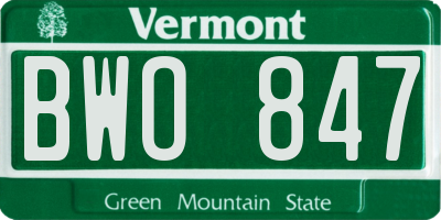 VT license plate BWO847