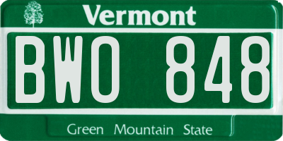 VT license plate BWO848