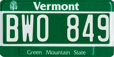 VT license plate BWO849