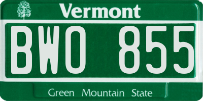 VT license plate BWO855