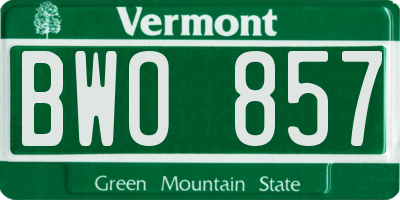 VT license plate BWO857