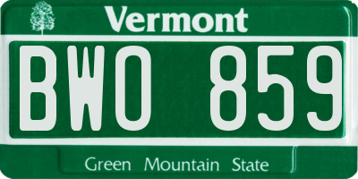 VT license plate BWO859