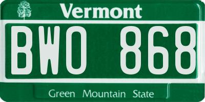 VT license plate BWO868