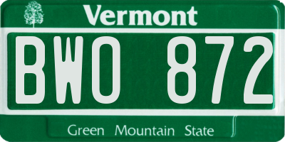 VT license plate BWO872