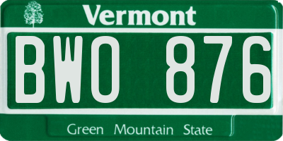 VT license plate BWO876