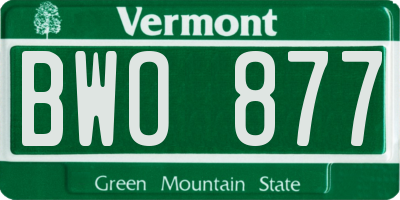 VT license plate BWO877