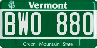 VT license plate BWO880