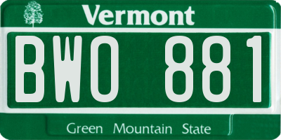 VT license plate BWO881