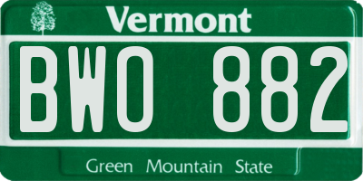 VT license plate BWO882