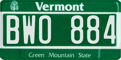 VT license plate BWO884