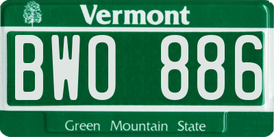 VT license plate BWO886