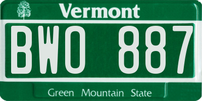 VT license plate BWO887