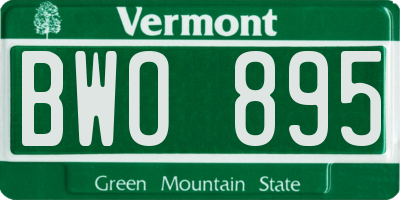 VT license plate BWO895