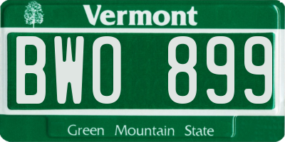 VT license plate BWO899