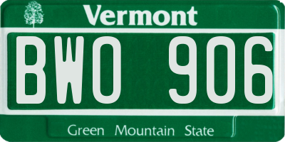 VT license plate BWO906