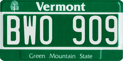 VT license plate BWO909