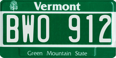 VT license plate BWO912