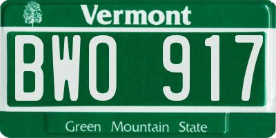 VT license plate BWO917