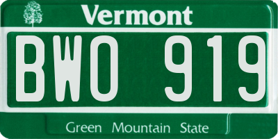 VT license plate BWO919