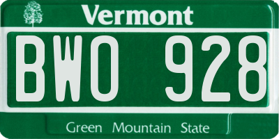 VT license plate BWO928