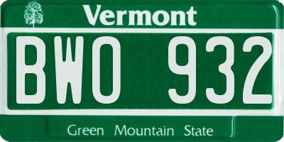 VT license plate BWO932