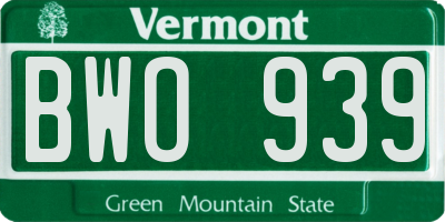 VT license plate BWO939
