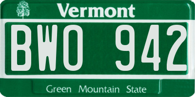 VT license plate BWO942