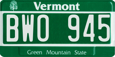 VT license plate BWO945