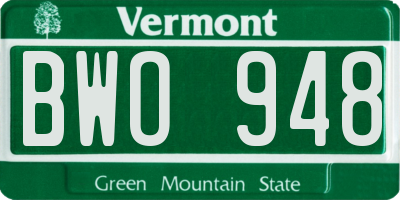 VT license plate BWO948