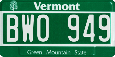 VT license plate BWO949
