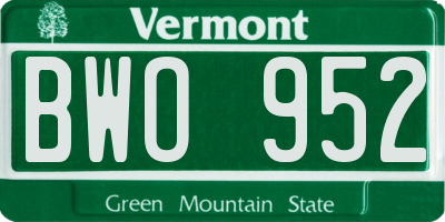 VT license plate BWO952