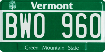VT license plate BWO960