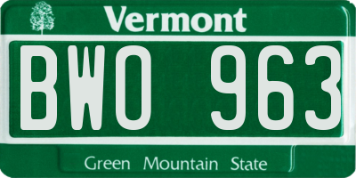 VT license plate BWO963