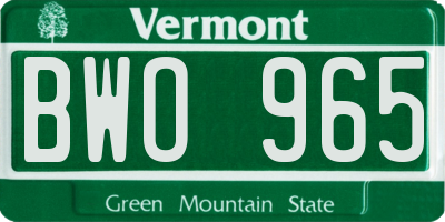 VT license plate BWO965