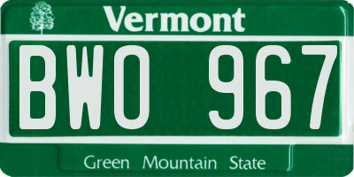 VT license plate BWO967