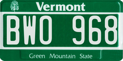 VT license plate BWO968