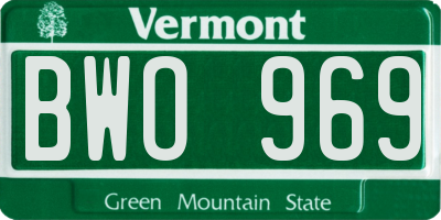 VT license plate BWO969