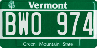 VT license plate BWO974