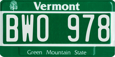 VT license plate BWO978