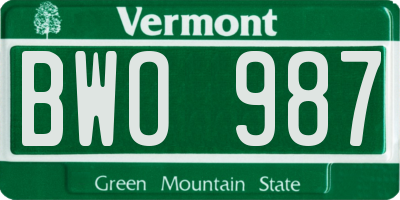 VT license plate BWO987