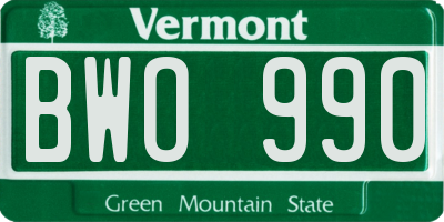 VT license plate BWO990