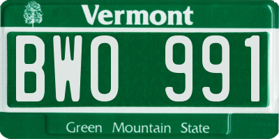 VT license plate BWO991