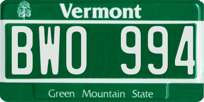 VT license plate BWO994