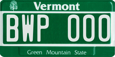 VT license plate BWP000