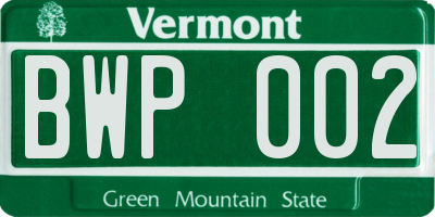VT license plate BWP002