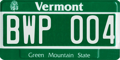 VT license plate BWP004